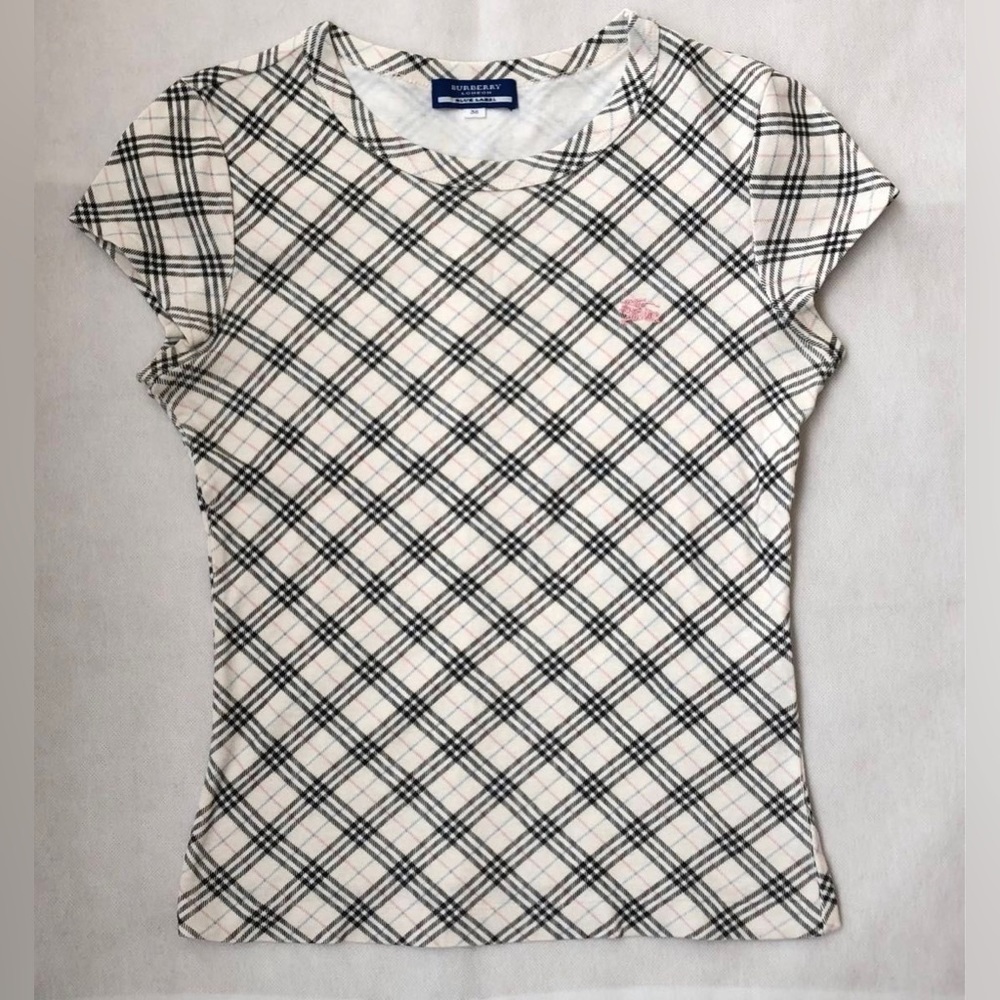 Authenic Vintage Burberry blue lable baby tee nova check size S/M